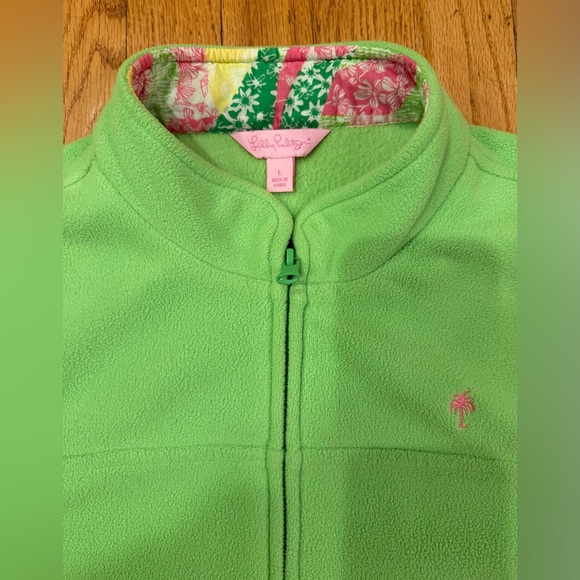 Lilly Pulitzer Jackets & Blazers - Lilly Pulitzer Green Collared Fleece Full Zip up Jacket Side Pockets large